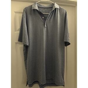 Johnnie-O Blue Multicolor Golf Polo Shirt Mens Large Troon North Embroidered